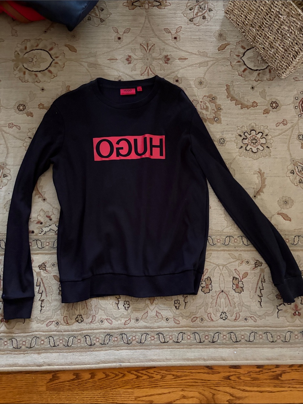 Hugo Boss Black Crewneck with Red Logo Panel